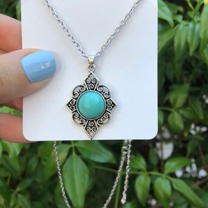 Turquoise Boho Drop Necklace